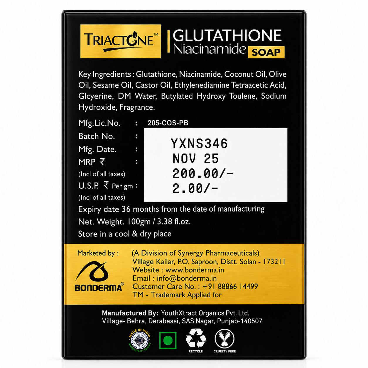 Triactone Glutathione Niacinamide Daily Skin Brightening Soap 100g