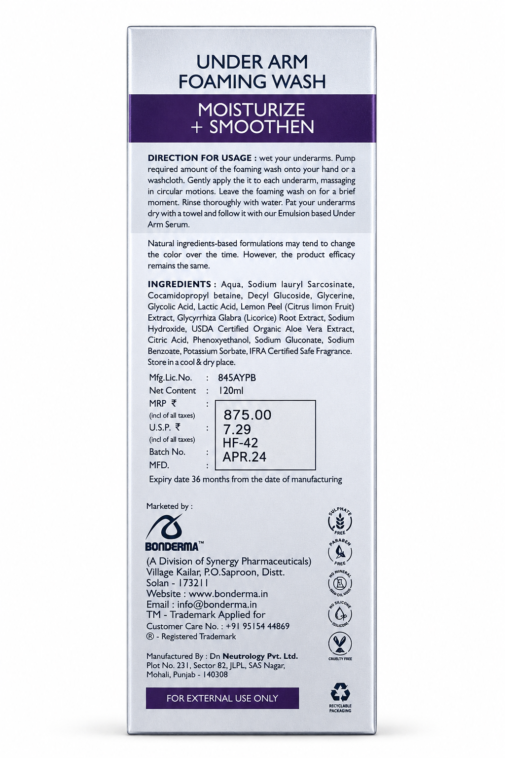 Ewenfeel-K Dermaclinical Under Arm Foaming Wash – Moisturize & Smoothen | 120ml