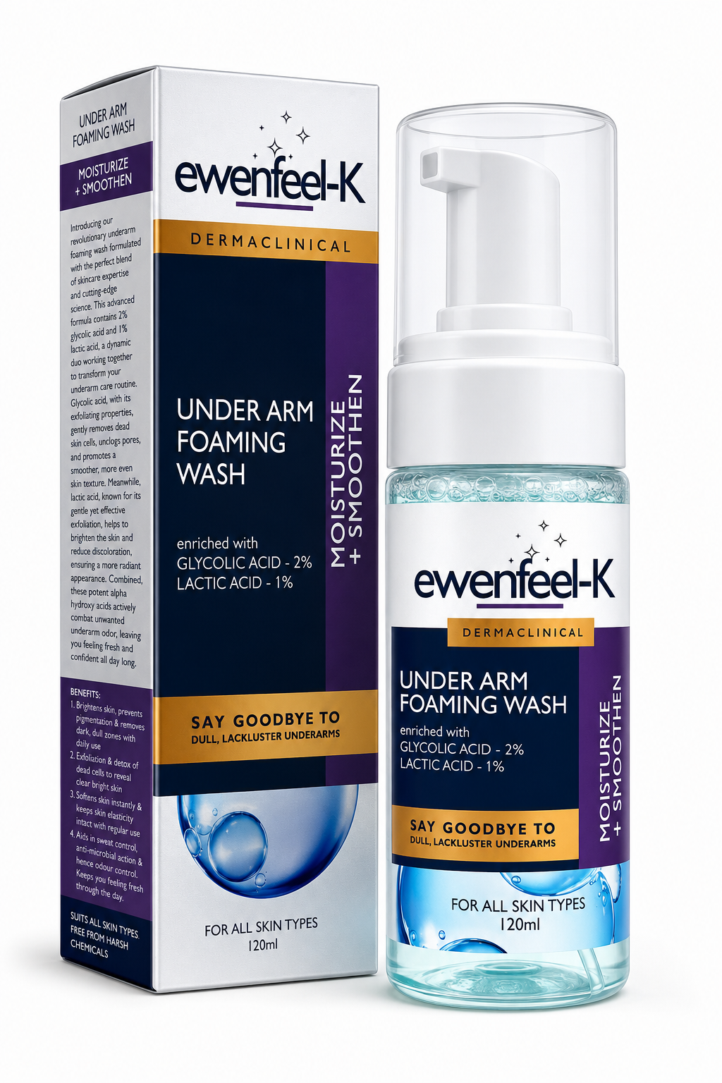 Ewenfeel-K Dermaclinical Under Arm Foaming Wash – Moisturize & Smoothen | 120ml