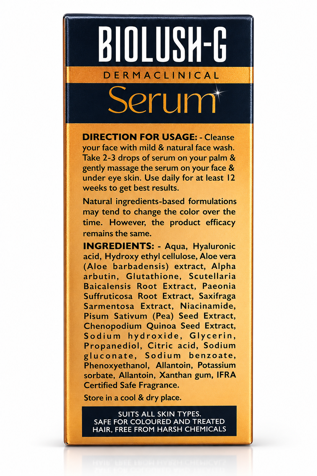 Biolush-G Dermaclinical Glutathione Serum – Alpha Arbutin, Hyaluronic Acid & Niacinamide | 30ml