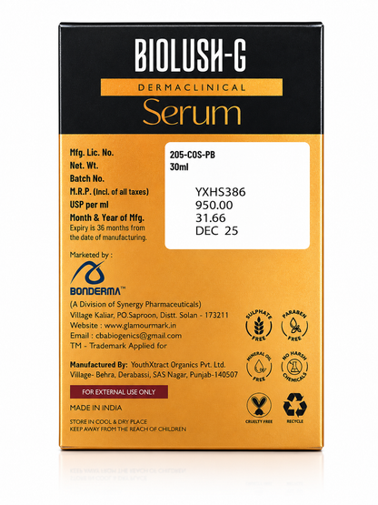 Biolush-G Dermaclinical Glutathione Serum – Alpha Arbutin, Hyaluronic Acid & Niacinamide | 30ml