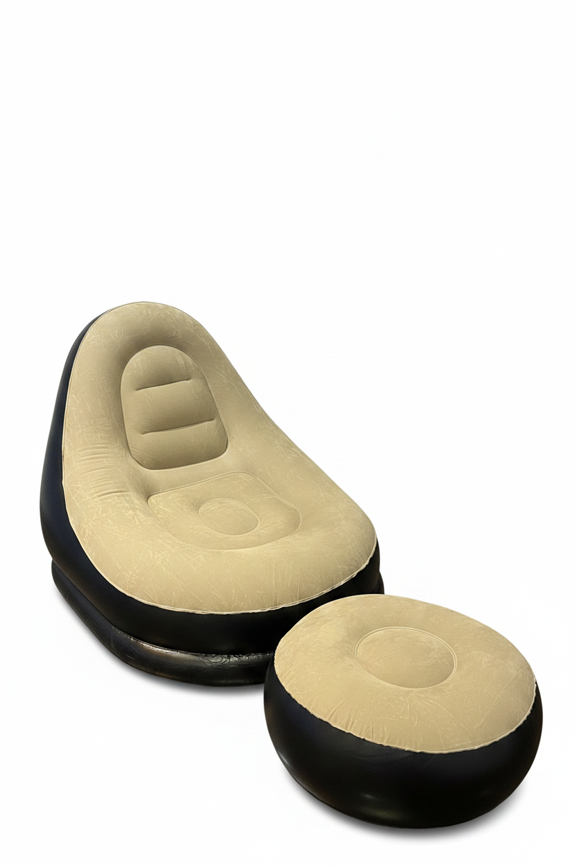 Inflatable Sofa Chair with Ottoman on white background