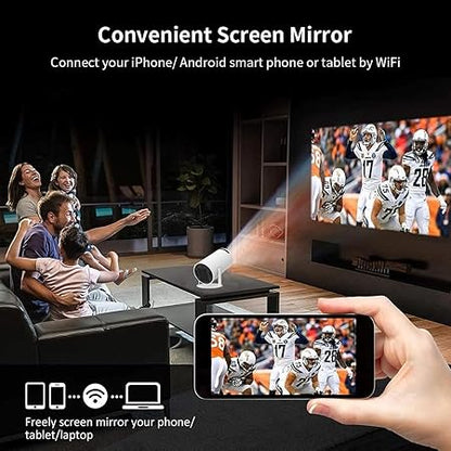 HY300 Smart Portable Projector — 180° Adjustable, Android WiFi