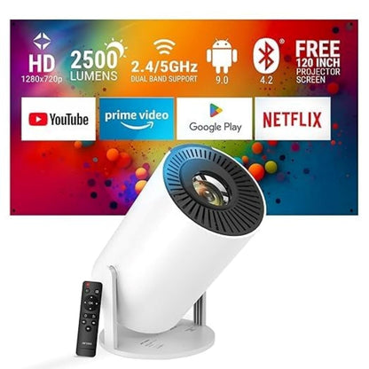 HY300 Smart Portable Projector — 180° Adjustable, Android WiFi