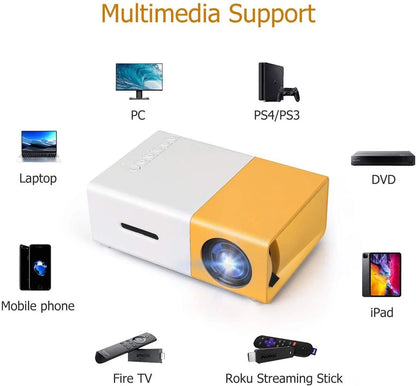Mini Portable LED Projector with HDMI, AV & Remote Control